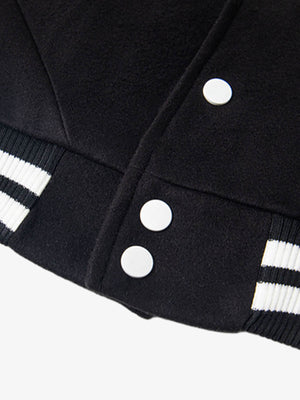 Retro Stripe With Contrast Stitching Baseball Jacket - thumbnail 6