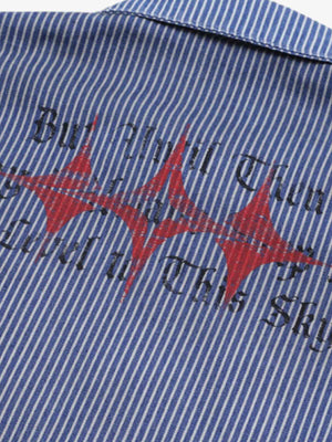 Streetwear Red Star Striped Long Sleeve Shirt - thumbnail 7