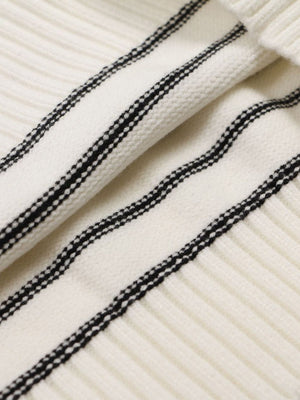Striped Star Jacquard Loose Knitted Sweater - thumbnail 5