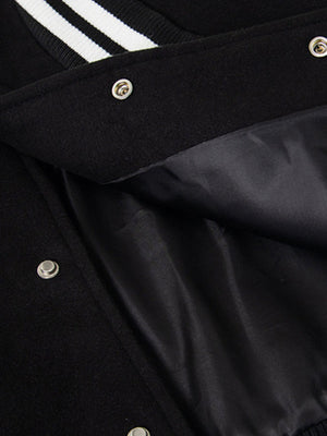 Retro Stripe With Contrast Stitching Baseball Jacket - thumbnail 7