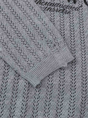 Streetwear Retro Hollow-Out Knit Sweater - thumbnail 10