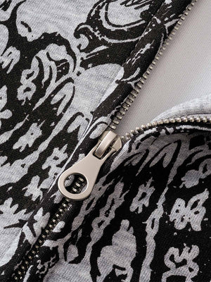 Street Wasteland Washed Cross Print Hooded Sweatshirt - thumbnail 6