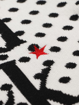 Retro Polka Dot Letter Jacquard Loose Knit Sweater - thumbnail 7