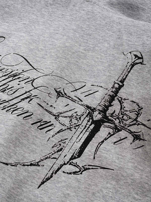 Street Wasteland Washed Cross Print Hooded Sweatshirt - thumbnail 5