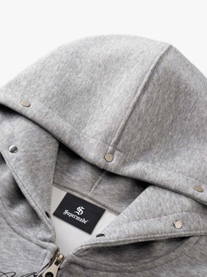 Street Wasteland Washed Cross Print Hooded Sweatshirt - thumbnail 3