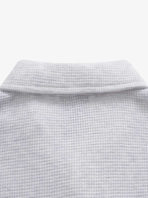 Jersey Waffle Faux Two-Piece Lapel Collar Striped Sweatshirt - thumbnail 11