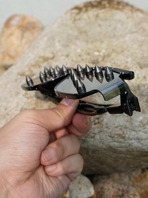 Streetwear Metal Rivet Curved Lens Glasses - thumbnail 14