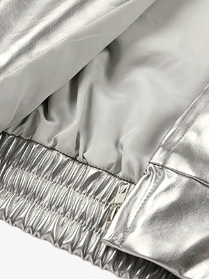 Number 11 Reflective Metallic Leather Track Jacket - thumbnail 16