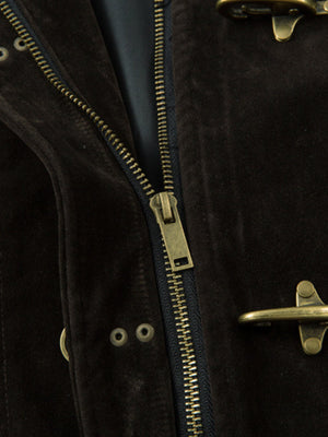 Retro Unique Metal Button Suede Lapel Bomber Jacket - thumbnail 15