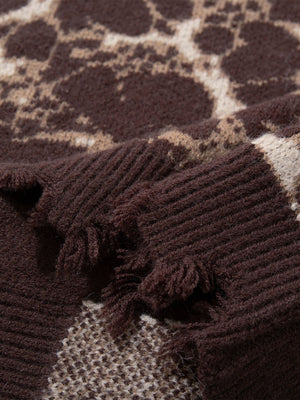 Vintage Skull Leopard Jacquard Knitted Cardigan - thumbnail 15