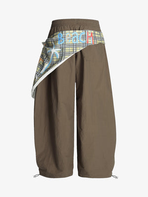Contrast Graffiti Plaid Decorative Patchwork Loose Casual Pant - thumbnail 5