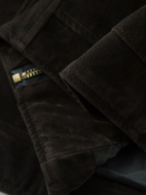 Retro Unique Metal Button Suede Lapel Bomber Jacket - thumbnail 14