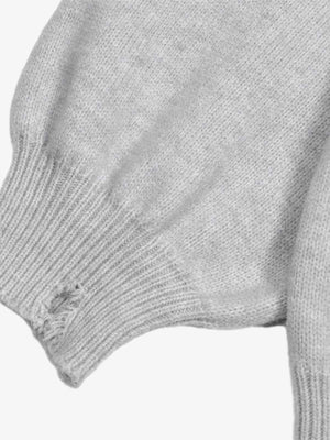 Letter Print Ripped Crew Neck Sweater - thumbnail 6