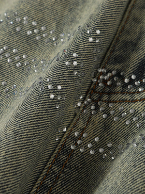 Rhinestone stripe jeans – rhinestone close-up | XoKool
