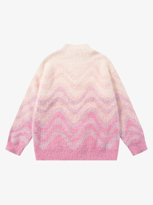 Street Gradient Wave Jacquard Knit Sweater - thumbnail 4