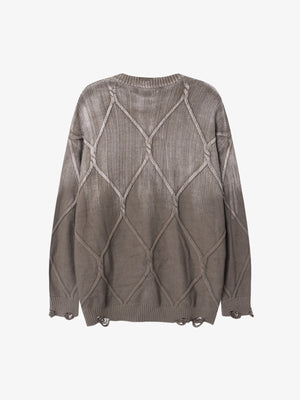 Paint Spray Hole Cable Crewneck Sweater - thumbnail 4