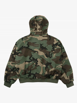 Camouflage Fur Collar Reversible Cotton Jacket - thumbnail 8
