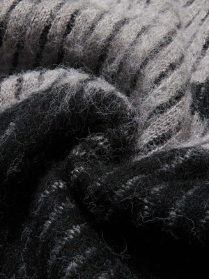 Knitted Fleece Cardigan Irregular Pattern Sweater - thumbnail 4