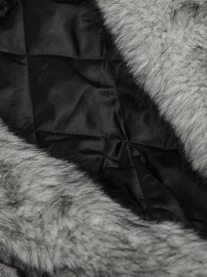 Faux Suede Vintage Wash Fur Hood Padded Jacket - thumbnail 8