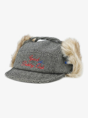 Retro Tweed Plush Earflap Embroidered Letter Cap - thumbnail 11