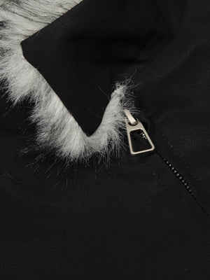 Vintage Stand Collar Fur Lined Bomber Jacket - thumbnail 13