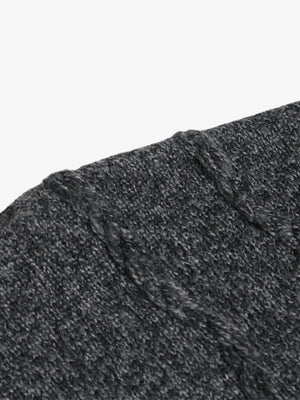 Turtleneck Cardigan Zip-Up Cable Sweater - thumbnail 4