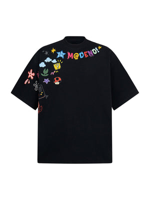Floral Embroidered Crew Neck T-Shirt - thumbnail 1
