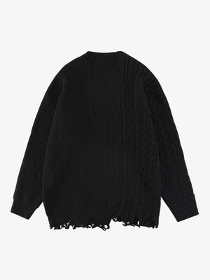 Cable Knit Crochet Hole Sweater - thumbnail 4