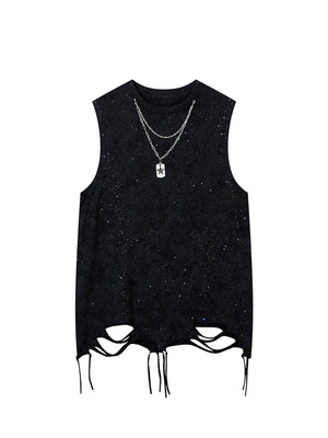 Street Chain Waistcoat Ripped Vest - thumbnail 1