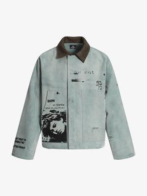 Vintage Washed Distressed Barn Work Jacket - thumbnail 1