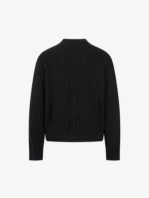 Vintage Diamond Knit Half Placket Sweater - thumbnail 4