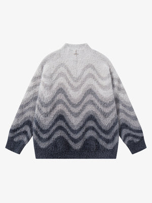 Street Gradient Wave Jacquard Knit Sweater - thumbnail 1