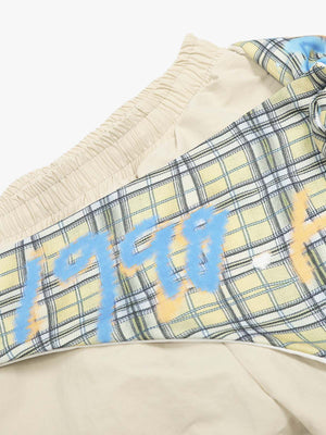 Contrast Graffiti Plaid Decorative Patchwork Loose Casual Pant - thumbnail 6