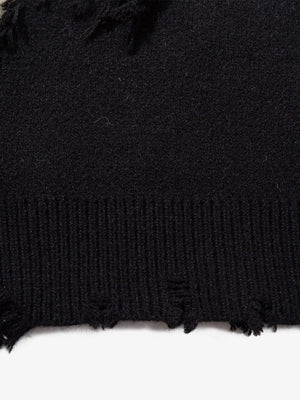 Hip-Hop Dark Skull Frayed-Edge Knit Sweater - thumbnail 16