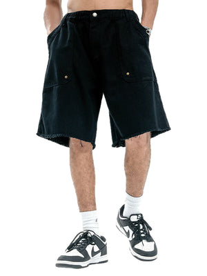 Camouflage Raw Edge Embroidered Cargo Shorts - thumbnail 6