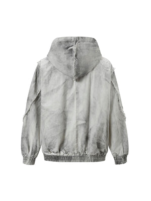 Washed Distressed Fur Hooded Jacket - thumbnail 9