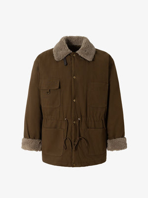 Vintage Workwear Patch Lamb Fleece Long Parka Jacket - thumbnail 1