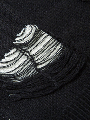 Retro Distressed Zipper Sweater - thumbnail 7