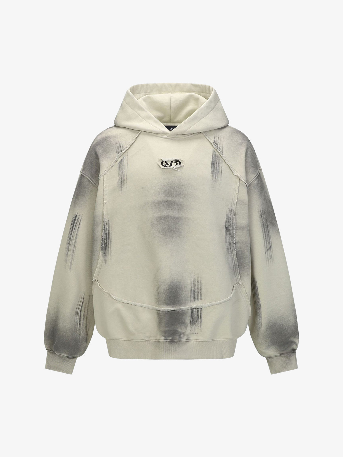Hip-Hop Wasteland Ink-Dyed Raw Edge Hoodie