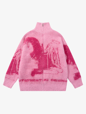 Street Subculture Angel Jacquard Cardigan Sweater - thumbnail 3