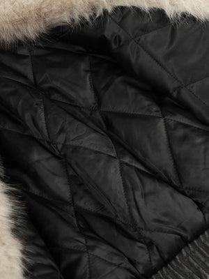 Pocket Zip Up Fur Collar Work Quilted Jacket - thumbnail 8