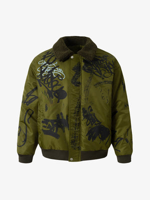 Street Graffiti Lamb Collar Flight Cotton Jacket - thumbnail 1