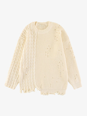Cable Knit Crochet Hole Sweater - thumbnail 1