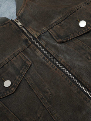 Retro Wasteland Dirty Dyed Denim Jacket - thumbnail 3