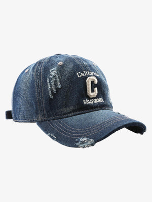 Retro Washed C Distressed Denim Baseball Cap - thumbnail 3