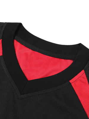 Contrast Color Sporty V-Neck Jersey T-Shirt - thumbnail 3