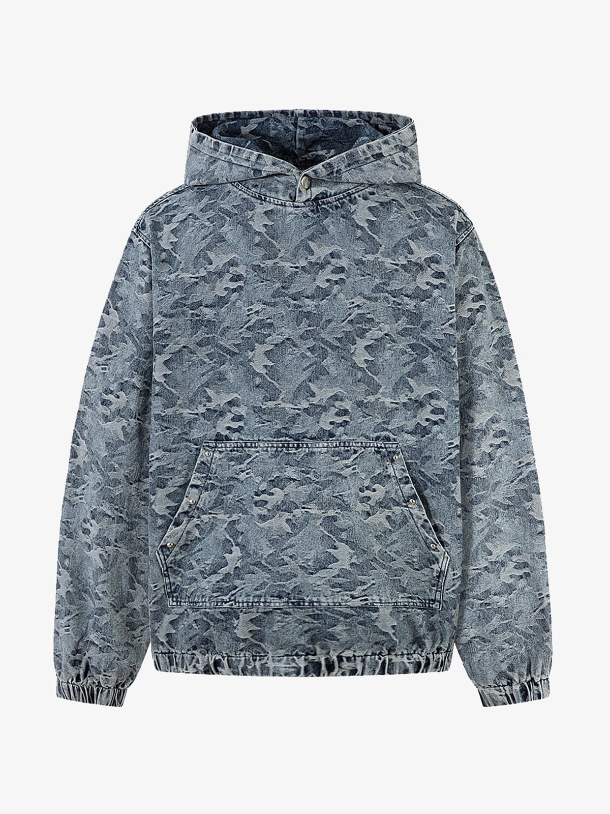 Streetwear Denim Washed Camouflage Hooded Sweatshirt