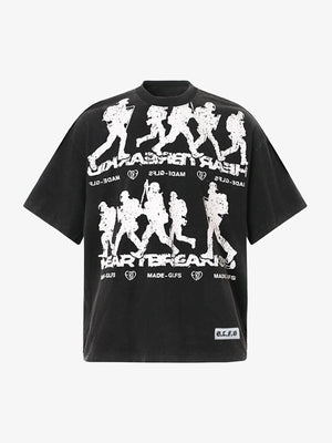 Rock Style Retro Letter Print T-shirt - thumbnail 1