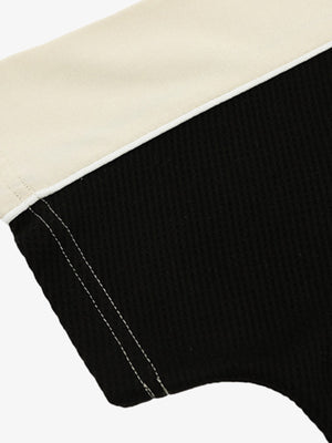 Contrast Color Stitching V-Neck Short-Sleeved T-Shirt - thumbnail 6