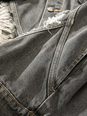 Retro Washed Distressed Denim Jacket - thumbnail 4